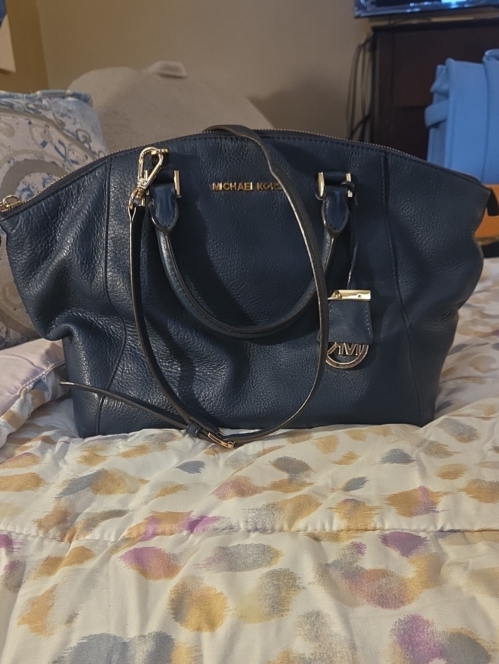 MICHAEL KORS Navy Blue Satchel